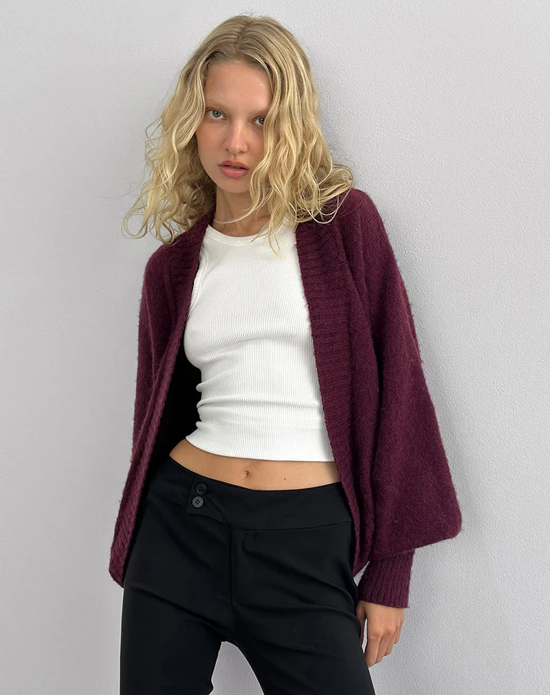 Cardigan à épaules Pasha en cerisier foncé