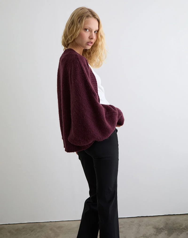 Cardigan à épaules Pasha en cerisier foncé