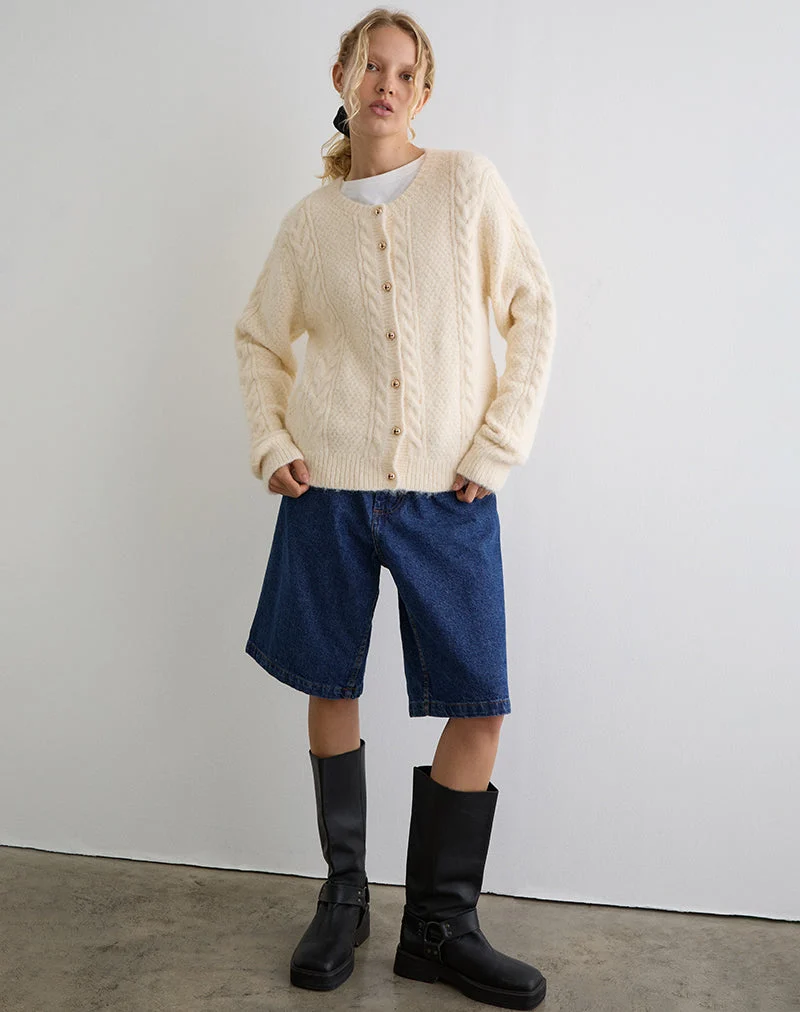 Cardigan Aceso en maille brossée ivoire
