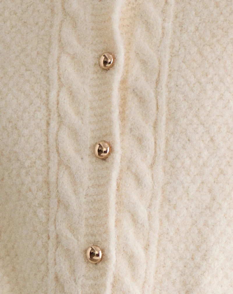 Cardigan Aceso en maille brossée ivoire