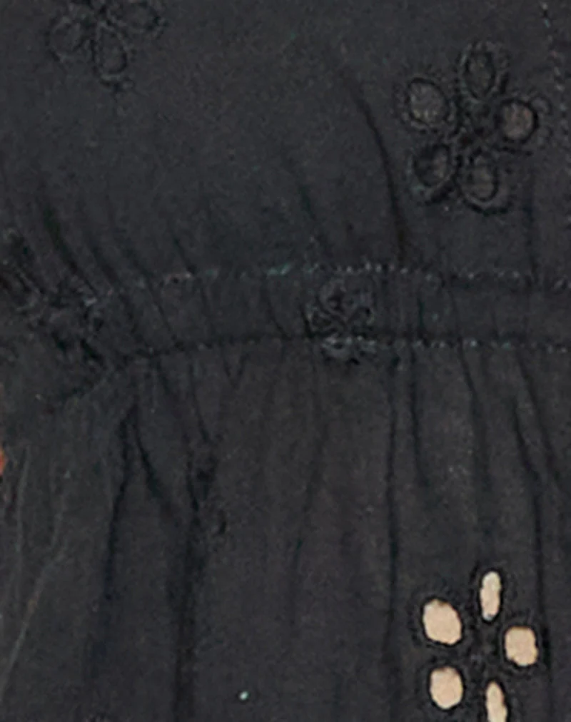 Ryoma Halterneck Top in Flower Broderie Black