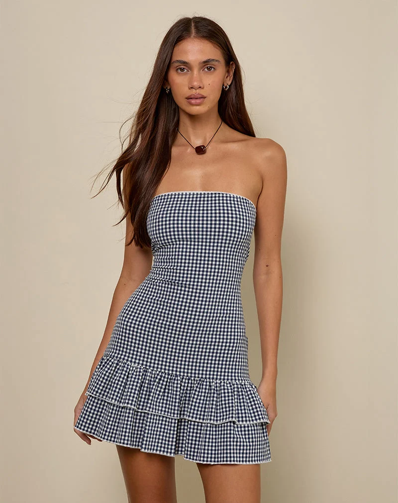 Robe Sitav en vichy seersucker Navy