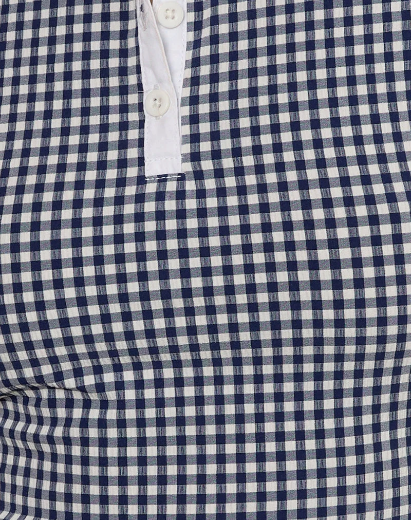 Polo Tisuka en vichy seersucker Navy