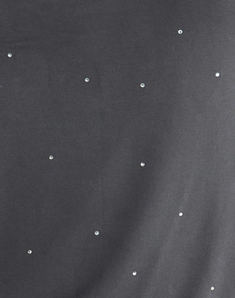 Belia Cinched Waist Mini Dress in Diamante Dark Grey (Mini robe à taille cintrée en gris foncé)