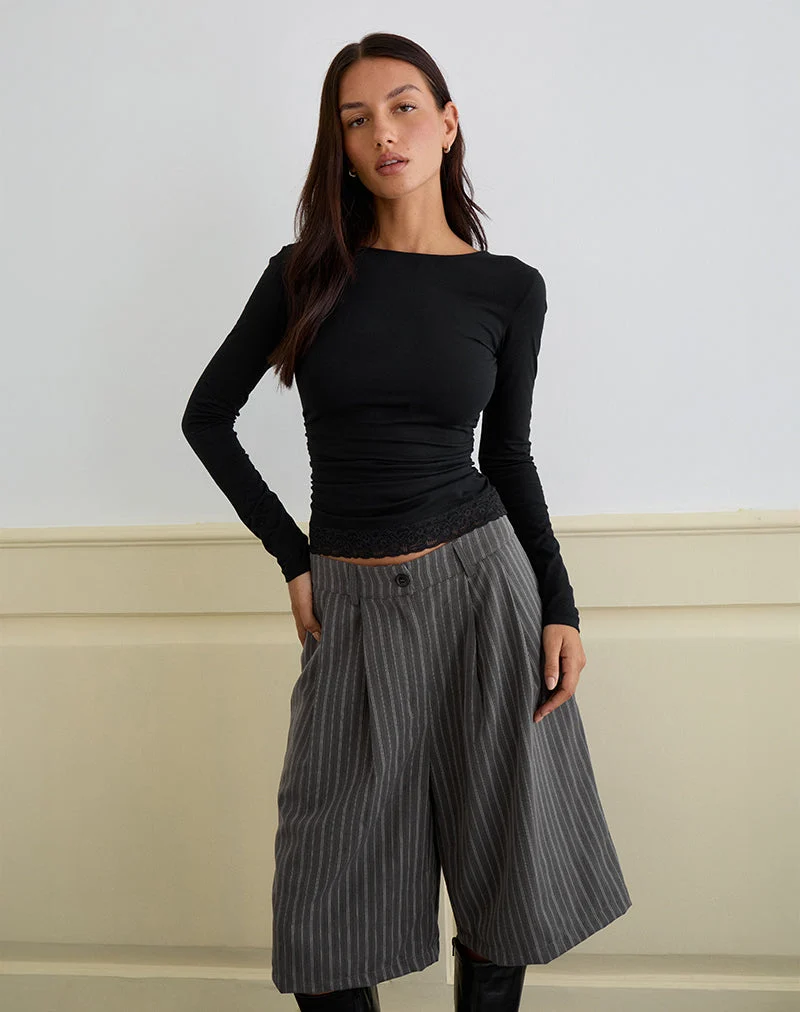 Short Asha en pinstripe anthracite