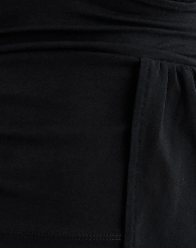 Levard Long Sleeve Top with Drape in Jersey Black (Top à manches longues et drapé en jersey)