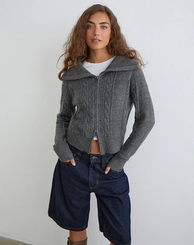 Pull Lilena Zip en tricot Dark Shadow