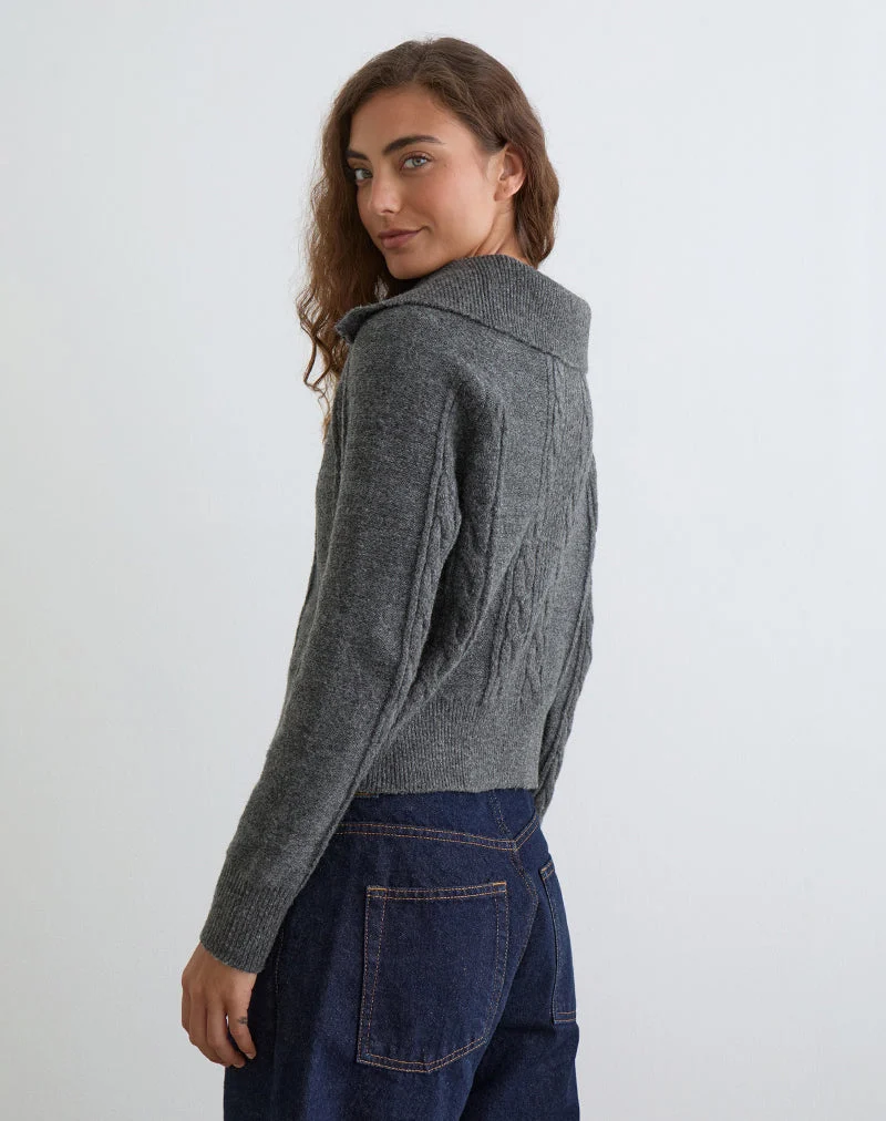 Pull Lilena Zip en tricot Dark Shadow