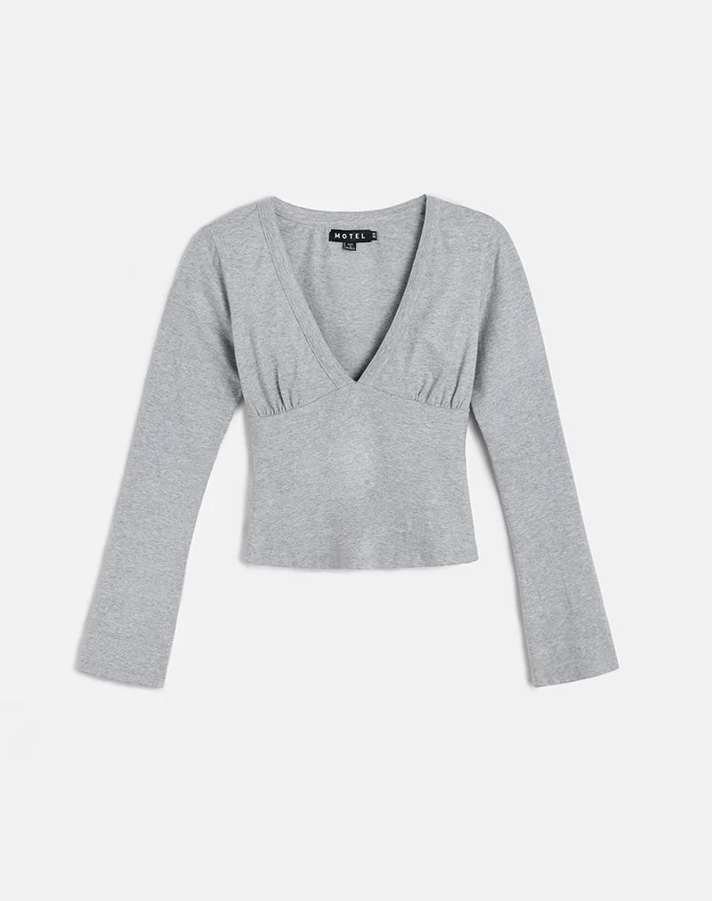 Emesy Long Sleeve Top in Grey Marl (Top à manches longues Emesy en gris marron)