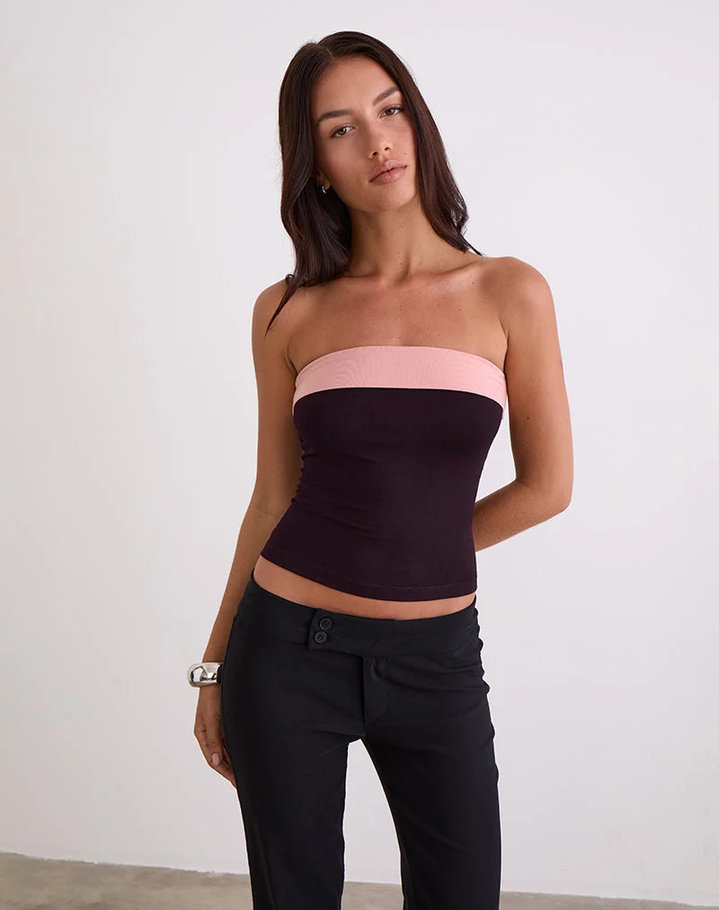 Top bandeau Solna en Redwood avec Pink Lady Binding