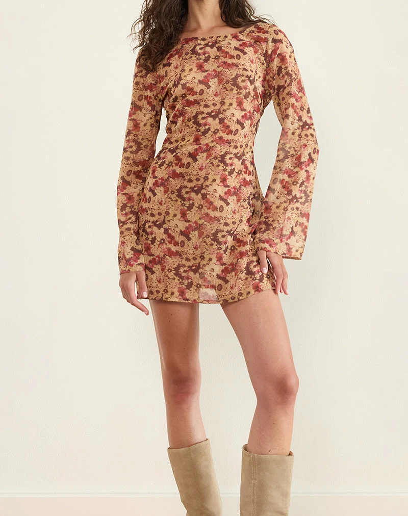 Mini robe Jovia en mousseline de soie Rusty Flower