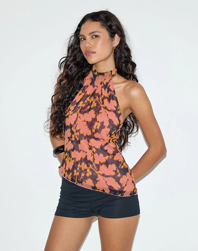 Top dos nu Astina en floral d'ameublement