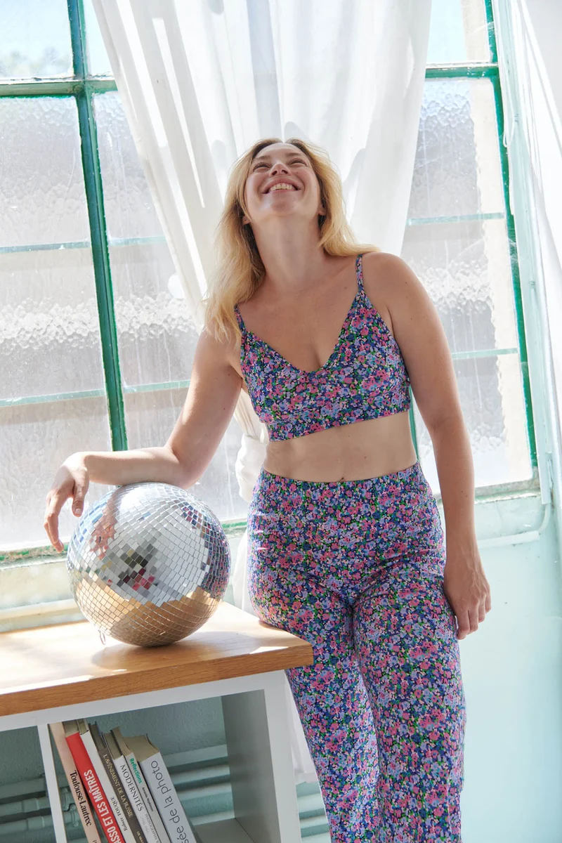Pantalon Coton BIO Évasé - Confettis Violet
