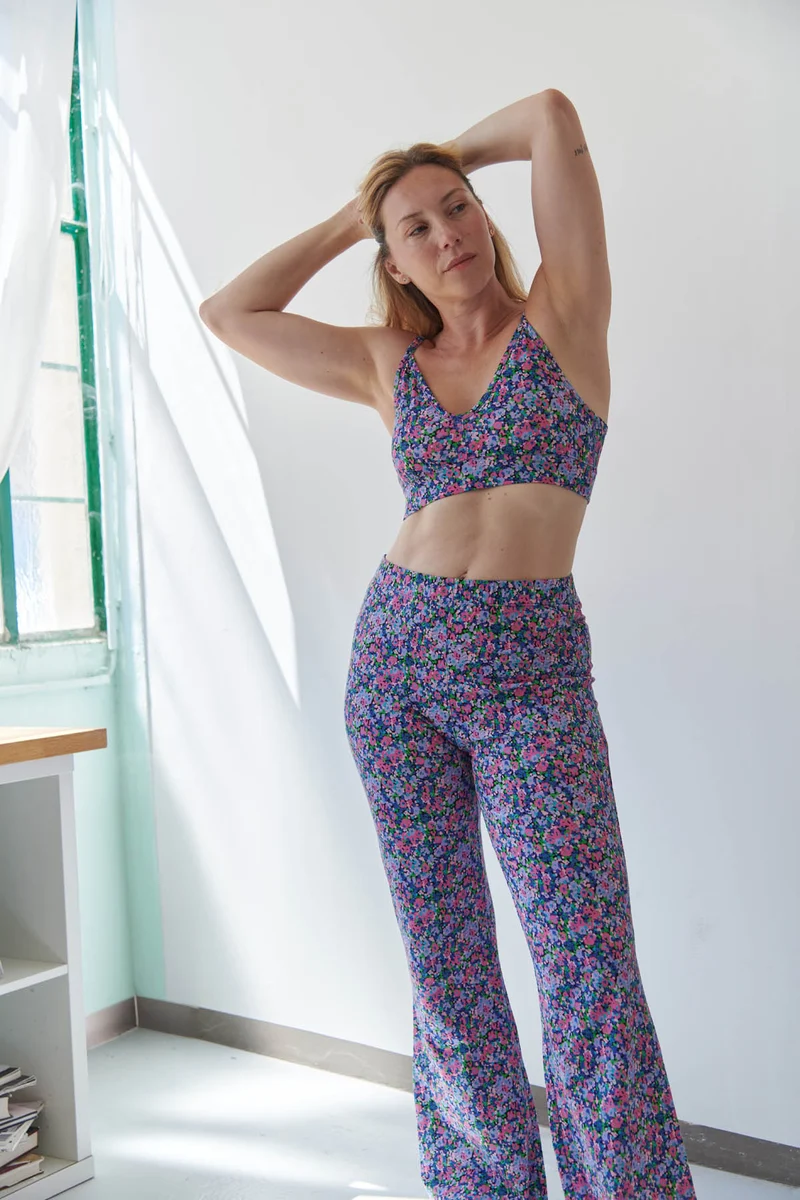 Pantalon Coton BIO Évasé - Confettis Violet