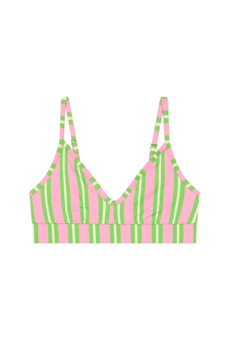 Brassière Coton BIO - Rayures Vertes et Roses