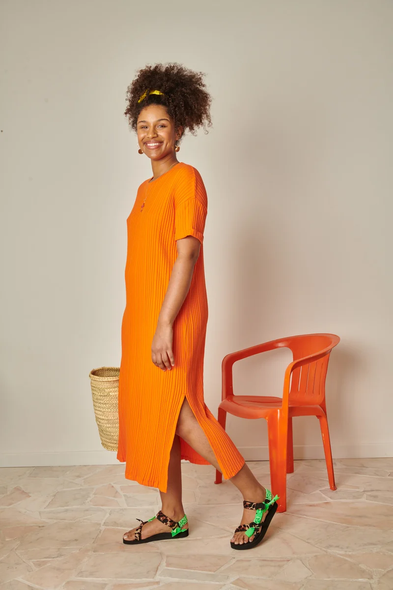 Robe Coton BIO Plissée - Orange