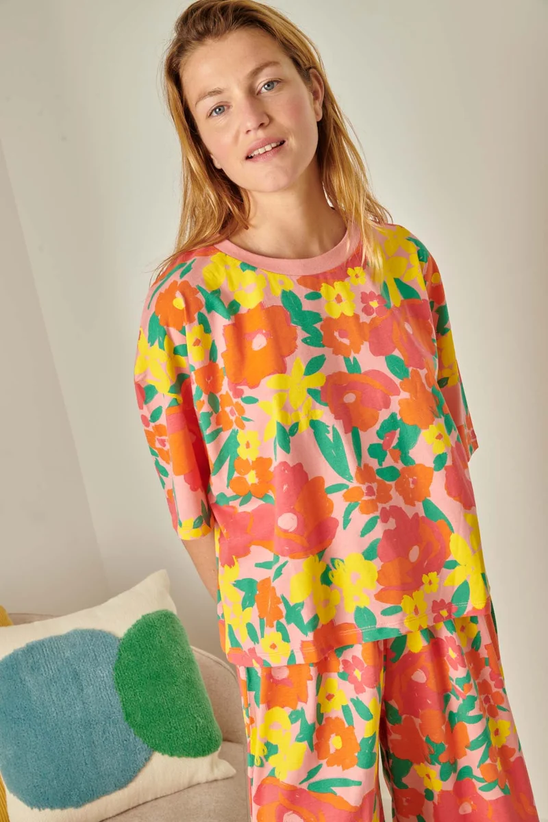 Pyjama Long Coton BIO - Allamanda Rose