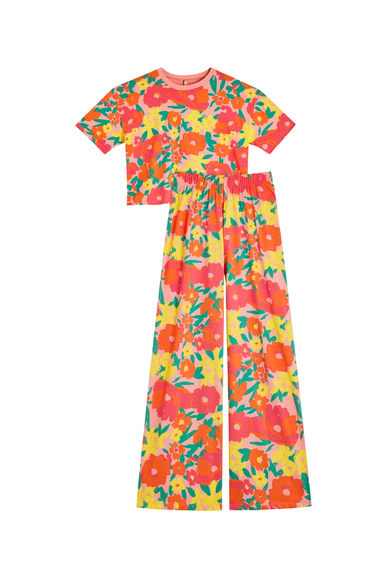 Pyjama Long Coton BIO - Allamanda Rose