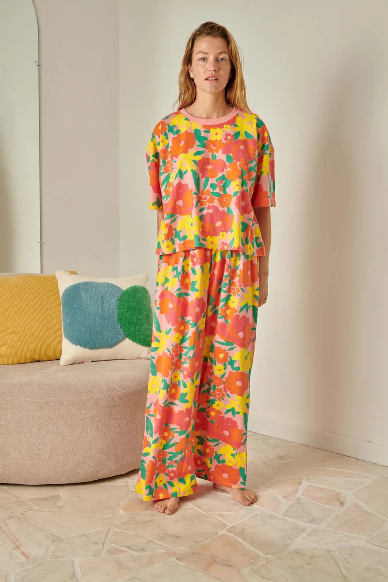 Pyjama Long Coton BIO - Allamanda Rose