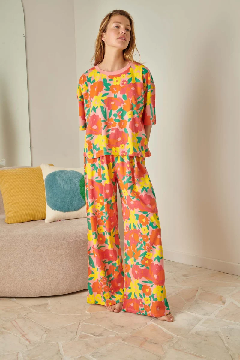 Pyjama Long Coton BIO - Allamanda Rose