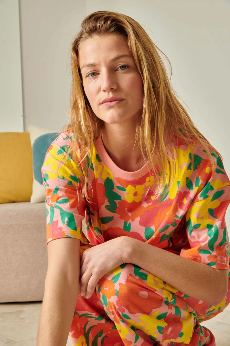 Pyjama Long Coton BIO - Allamanda Rose
