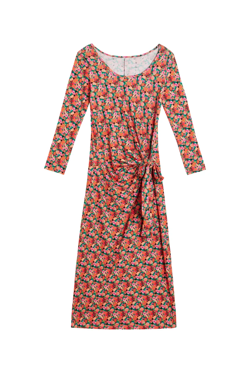 Robe Longue Nouée Coton BIO - Aquarelle
