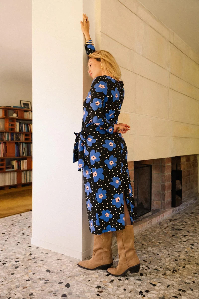 Robe Longue Nouée Coton BIO - Atlas Bleu