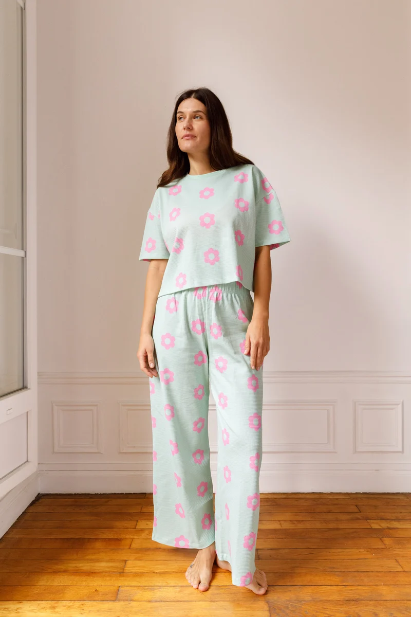 Pyjama Gaufré Coton BIO - Clodette Pistache
