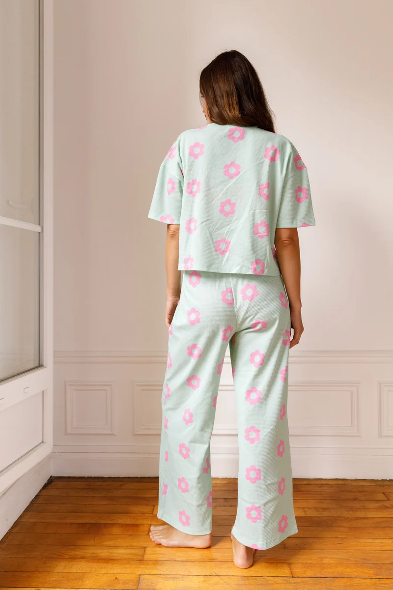 Pyjama Gaufré Coton BIO - Clodette Pistache
