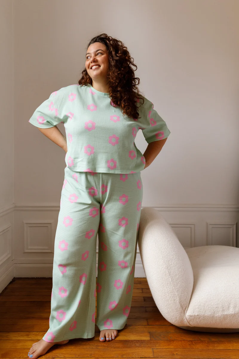 Pyjama Gaufré Coton BIO - Clodette Pistache