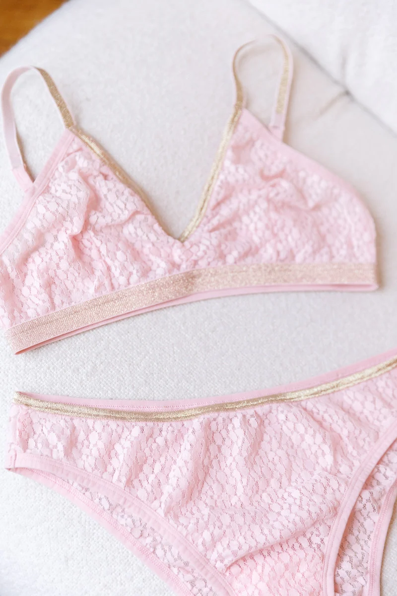 Culotte Dentelle - Rose Lurex