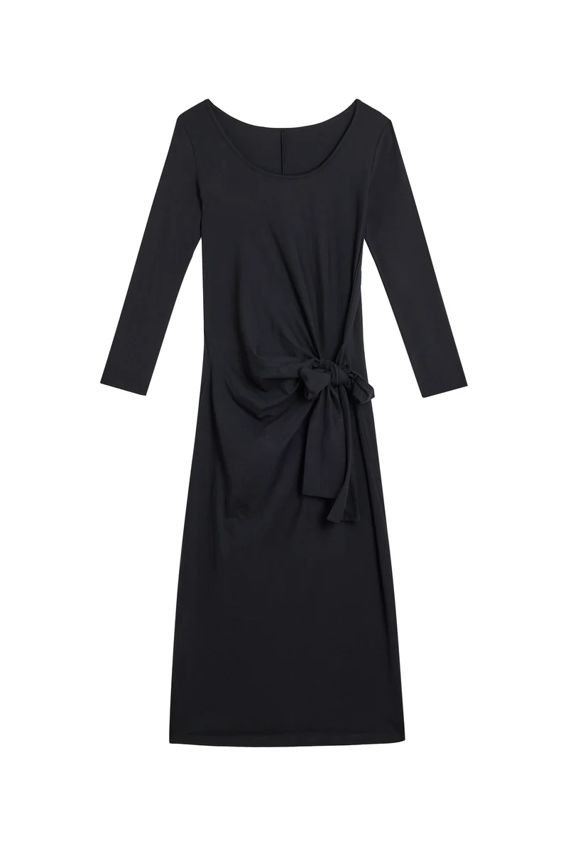 Robe Longue Nouée Coton BIO - Noir