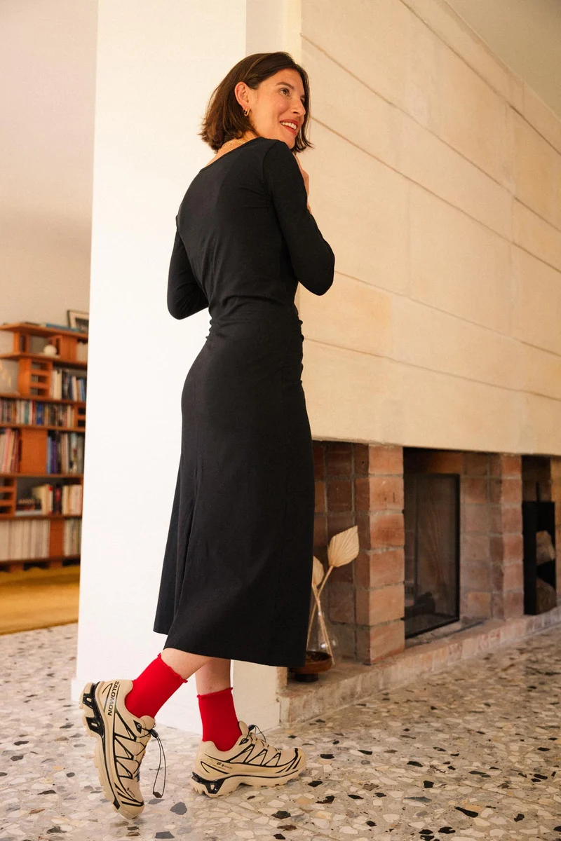 Robe Longue Nouée Coton BIO - Noir