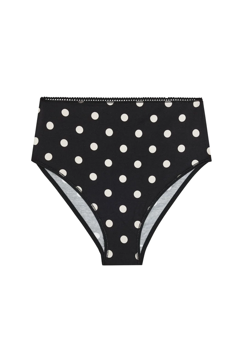 Culotte Taille Haute Coton BIO - Pois Noir