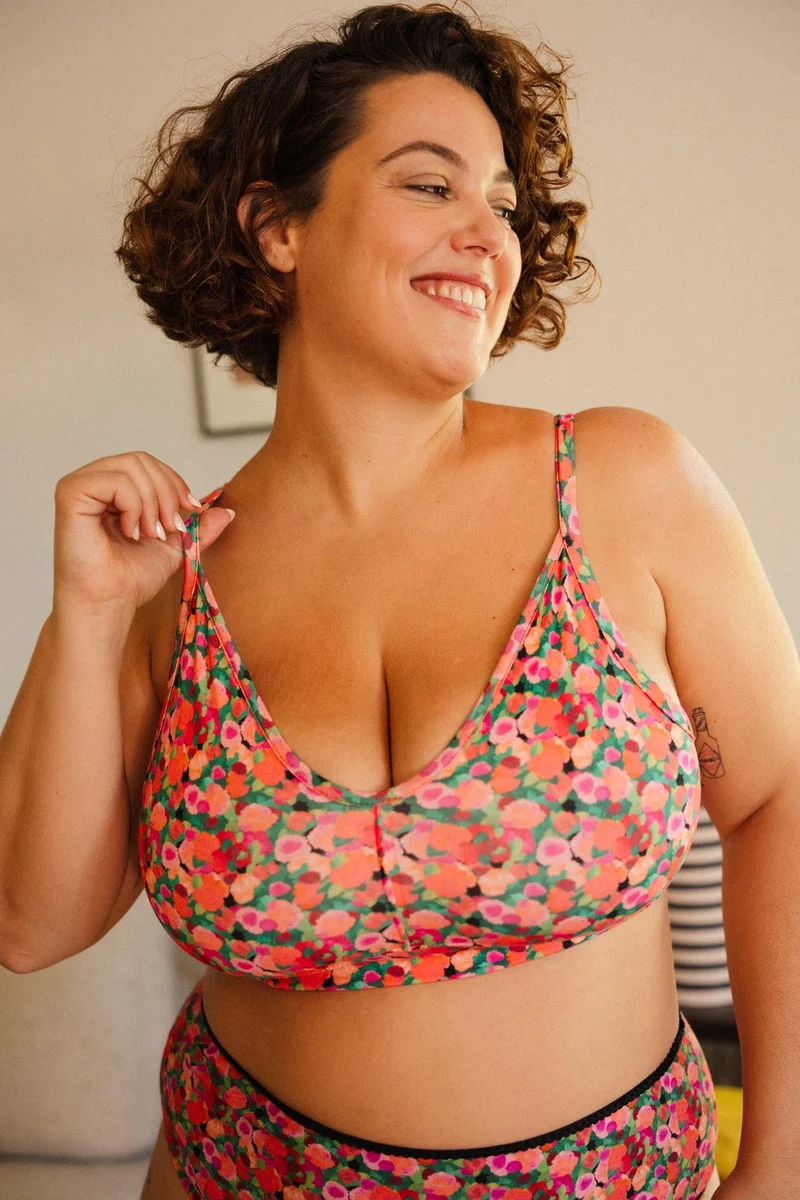 1 BRASSIÈRE + 1 CULOTTE TAILLE HAUTE - Aquarelle Noir