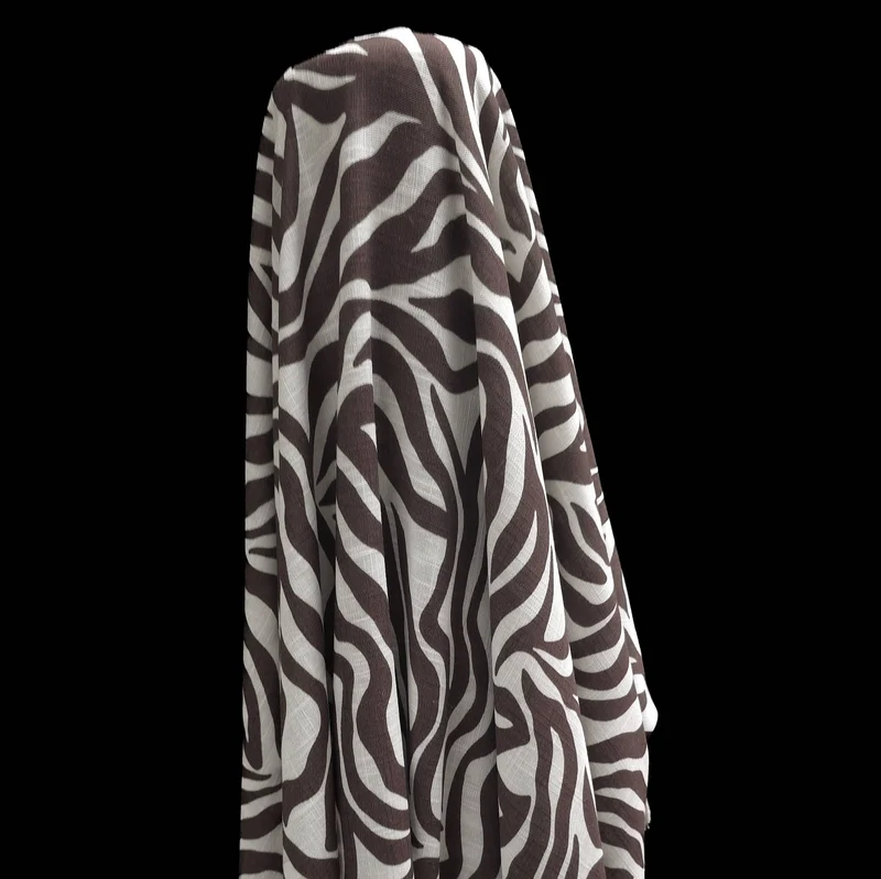 Slub de rayonne & lin | Zèbre | Chocolat | 49 cm | Fin de rouleau