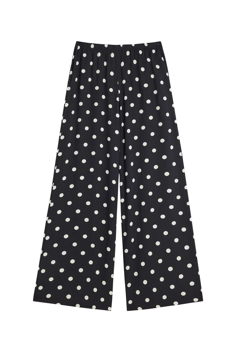 Pantalon Fluide Viscose - Pois Noir