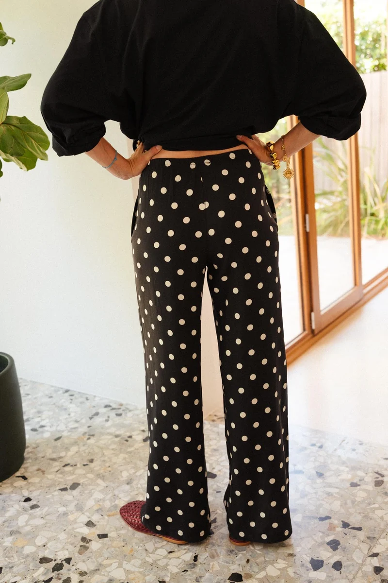 Pantalon Fluide Viscose - Pois Noir