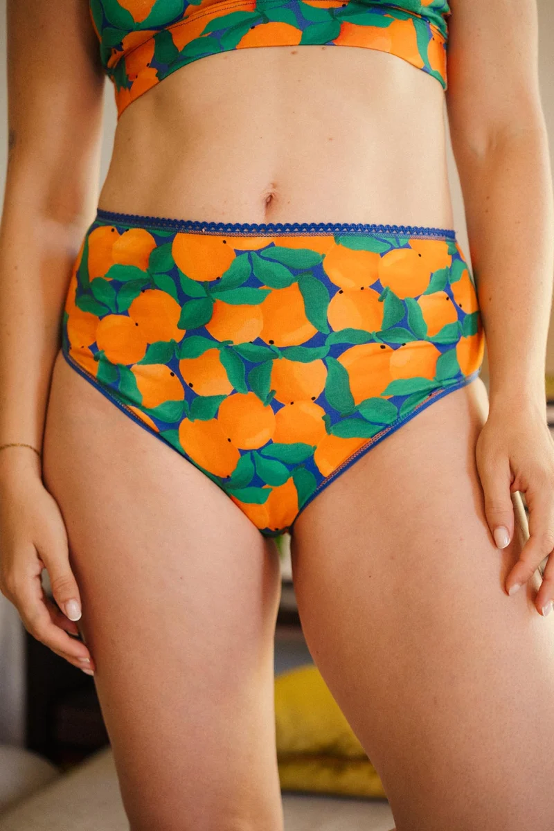Culotte Taille Haute Coton BIO - Tangerine
