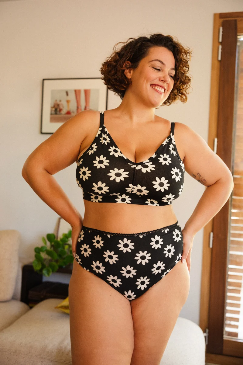 Culotte Taille Haute Coton BIO - Dahlia Noir