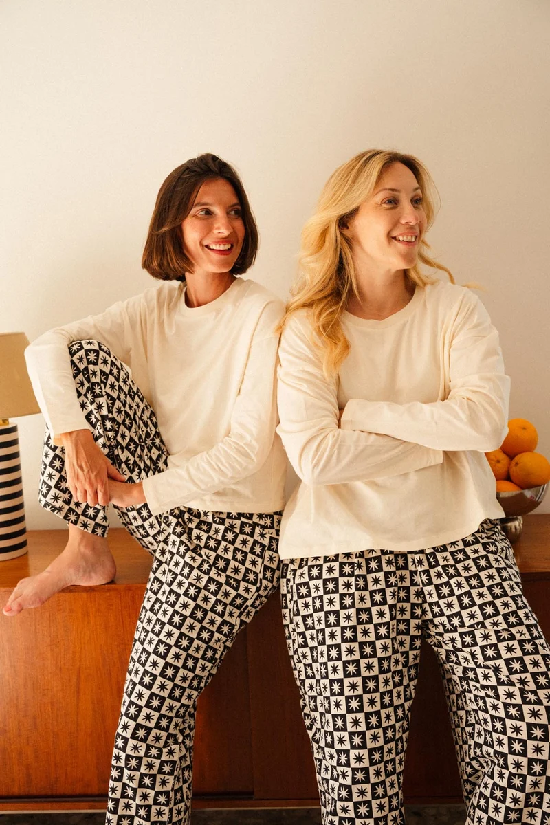 Pyjama Manches Longues Coton BIO - Damier Astro Noir