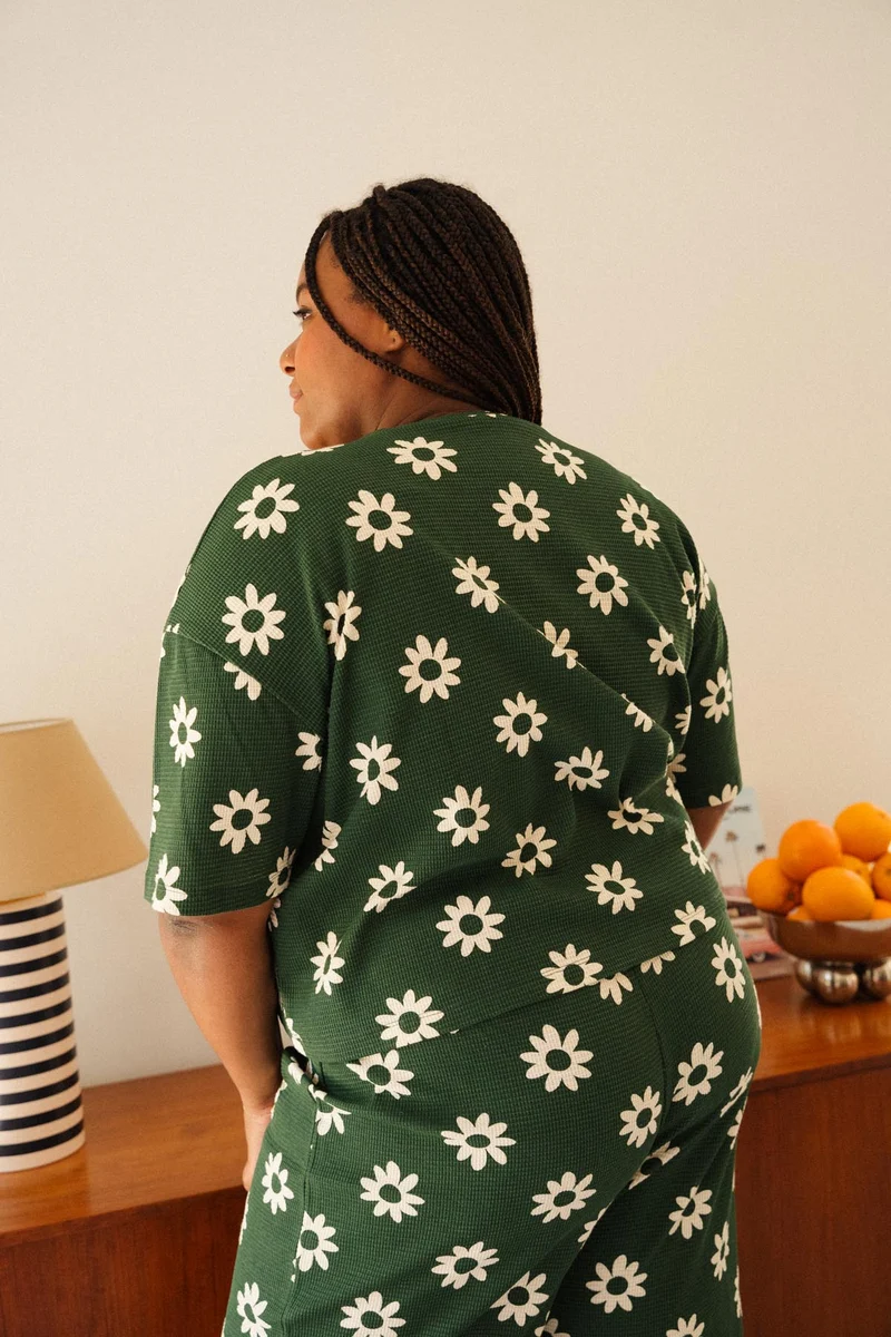 Pyjama Long Gaufré Coton BIO - Dahlia Vert