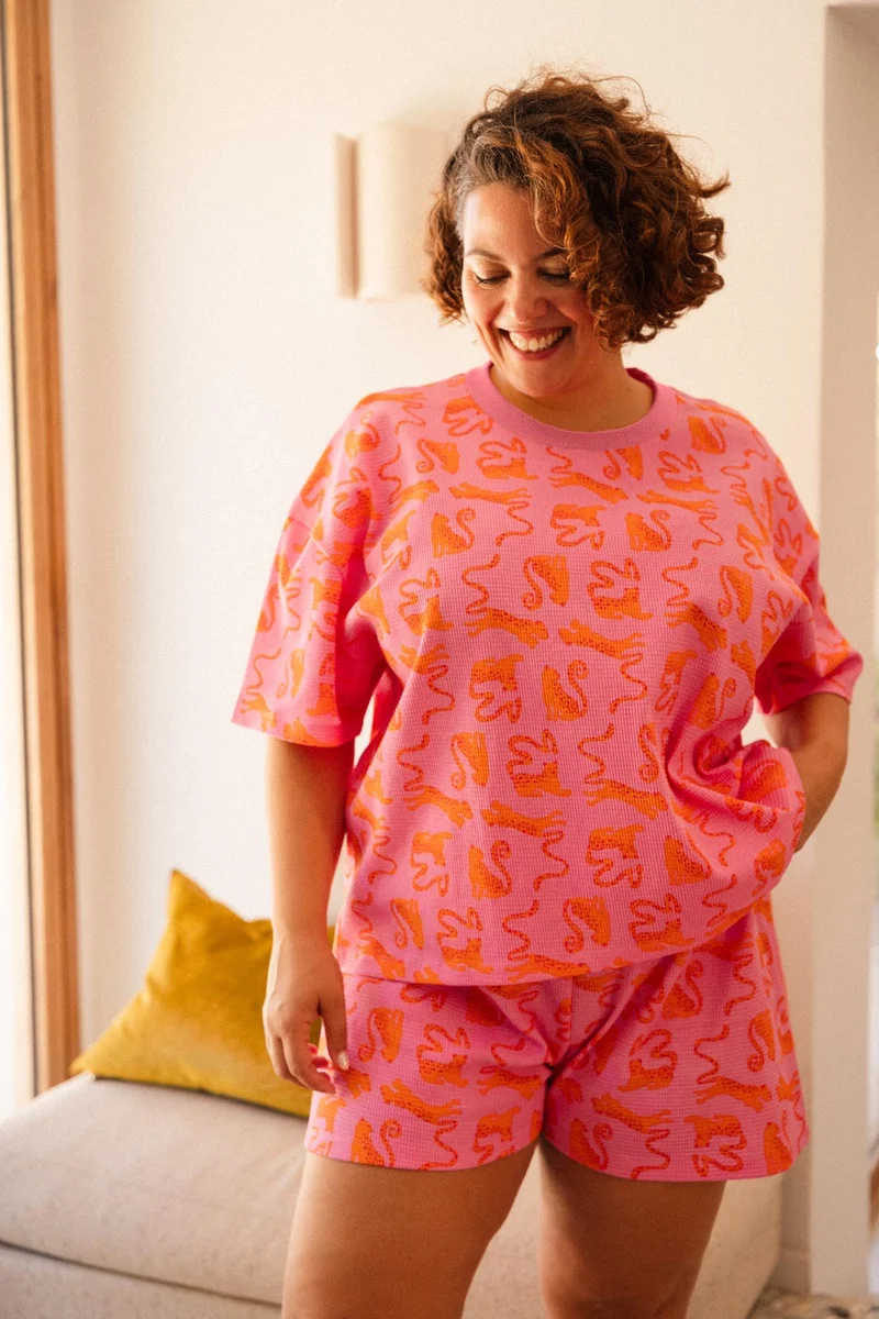Pyjama Gaufré Coton BIO - Pink Leo Fuchsia