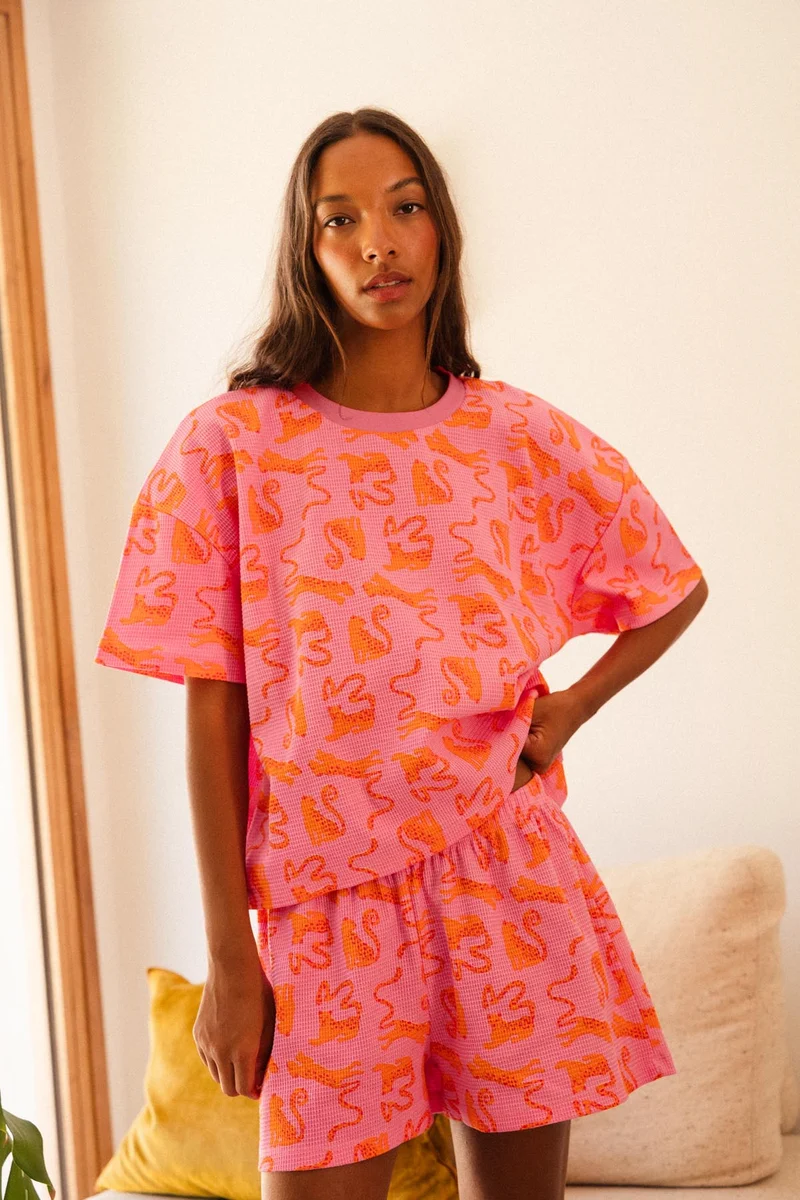 Pyjama Gaufré Coton BIO - Pink Leo Fuchsia