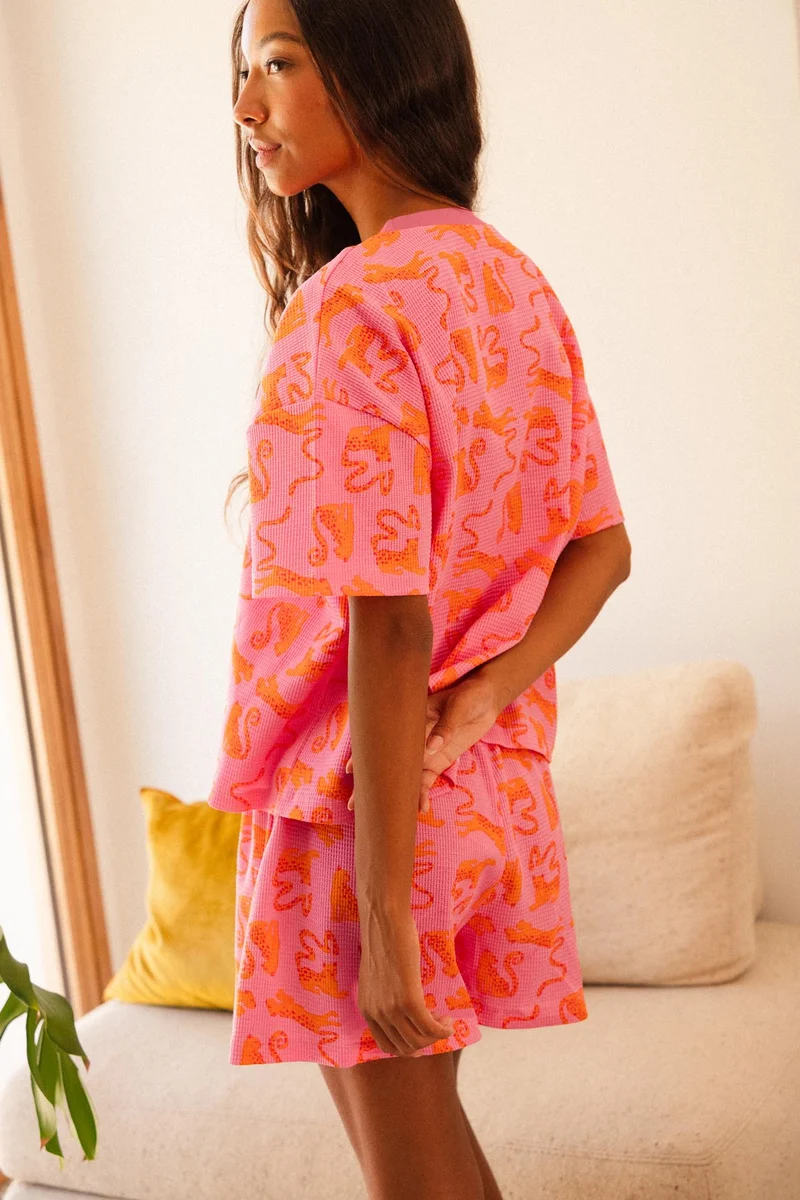 Pyjama Gaufré Coton BIO - Pink Leo Fuchsia