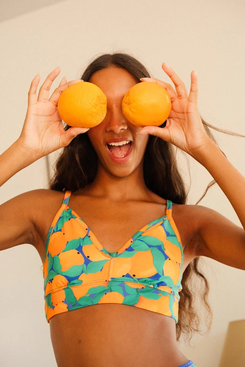 1 BRASSIÈRE + 1 CULOTTE TAILLE HAUTE - Tangerine