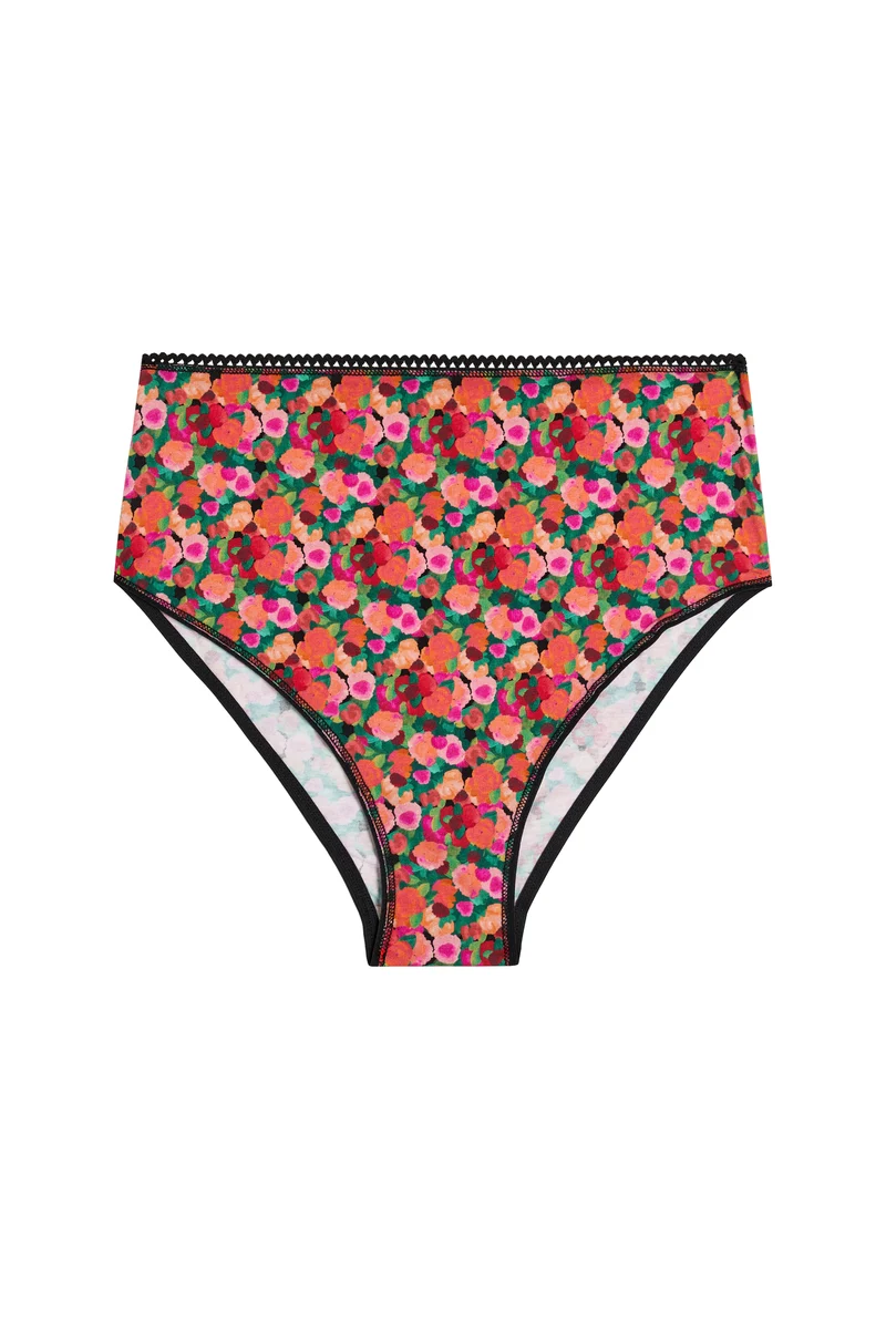 Culotte Taille Haute Coton BIO - Aquarelle Noir