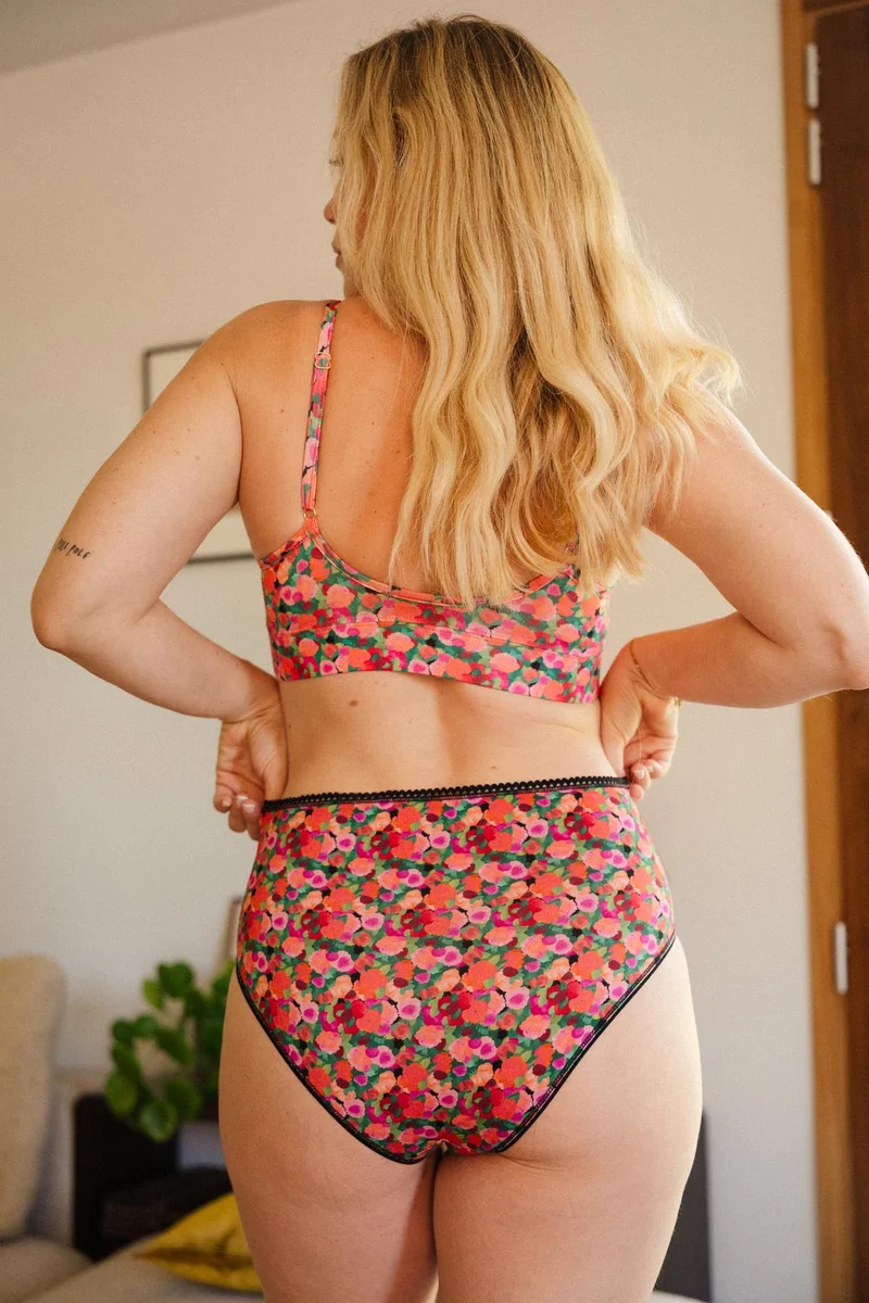 Culotte Taille Haute Coton BIO - Aquarelle Noir