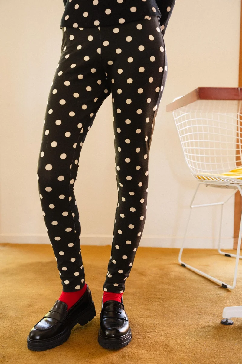 Leggings Coton - Pois Noir