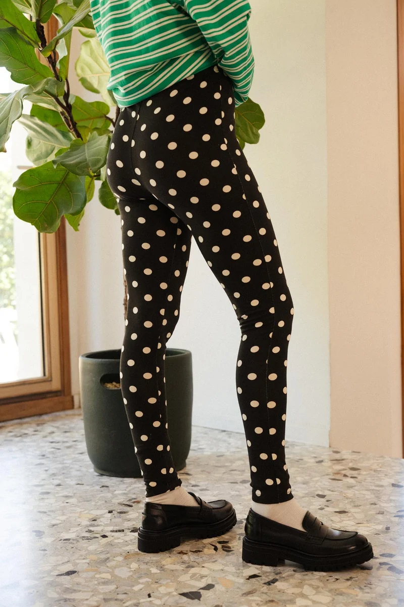 Leggings Coton - Pois Noir